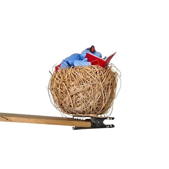 Blue Bird Christmas Ornament Clip On Nest Holiday Blue Jay Singing Trio Hallmark - Picture 2 of 8